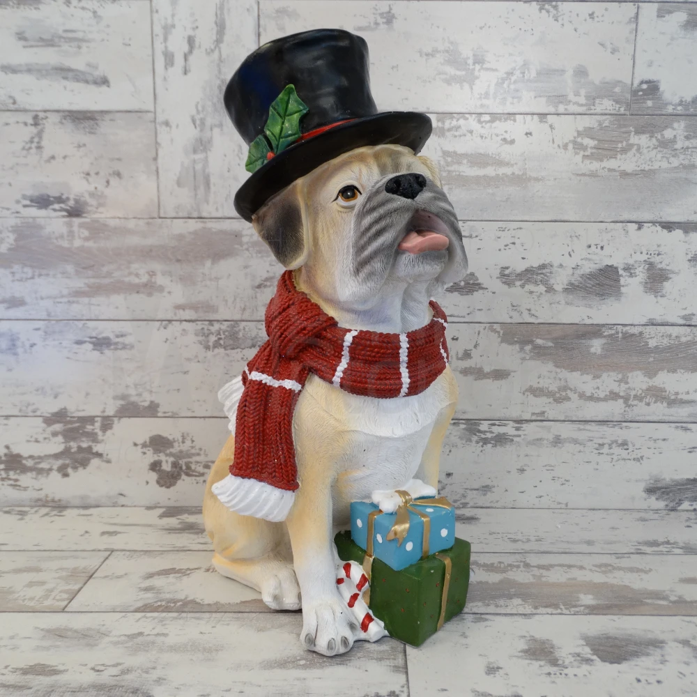 Large Festive Dog in a Top Hat with Presents | Washington Lighting and Interiors Large Festive Dog in a Top Hat with Presents | Washington Lighting and Interiors