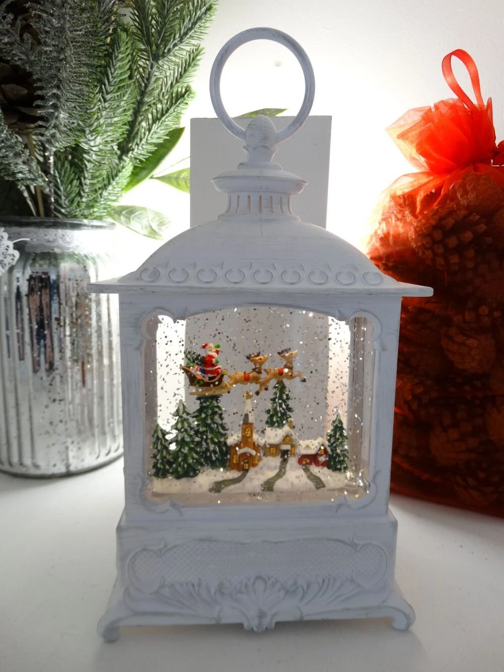 Rectangle Christmas Lantern Feat Flying Santa | Washington Lighting and Interiors Rectangle Christmas Lantern Feat Flying Santa | Washington Lighting and Interiors