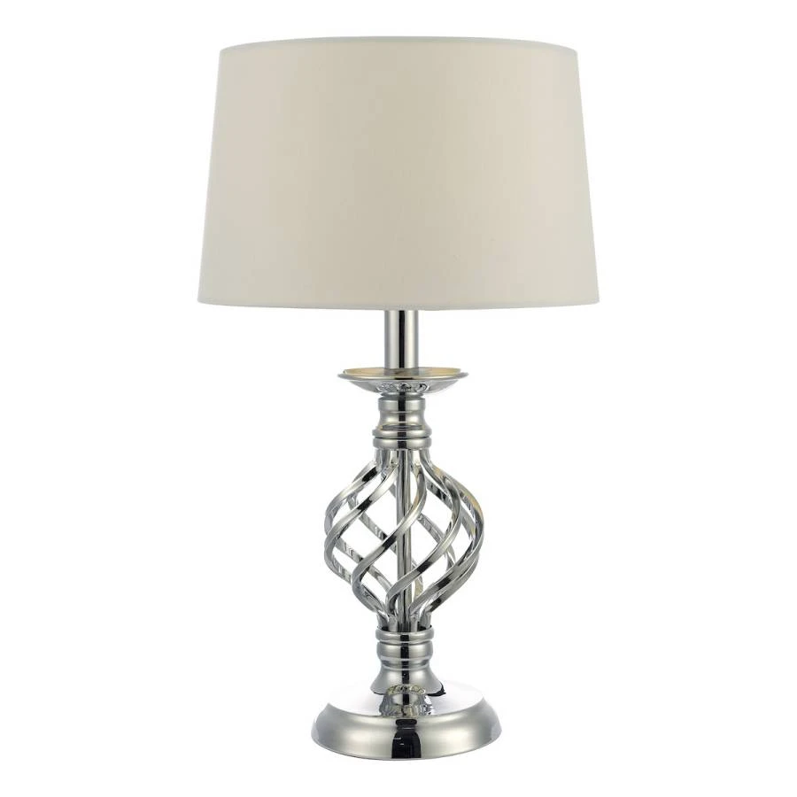 Touch Table Lamp Polished Chrome Twist Cage Base Complete with Shade Small | Washington Lighting and Interiors Touch Table Lamp Polished Chrome Twist Cage Base Complete with Shade Small | Washington Lighting and Interiors