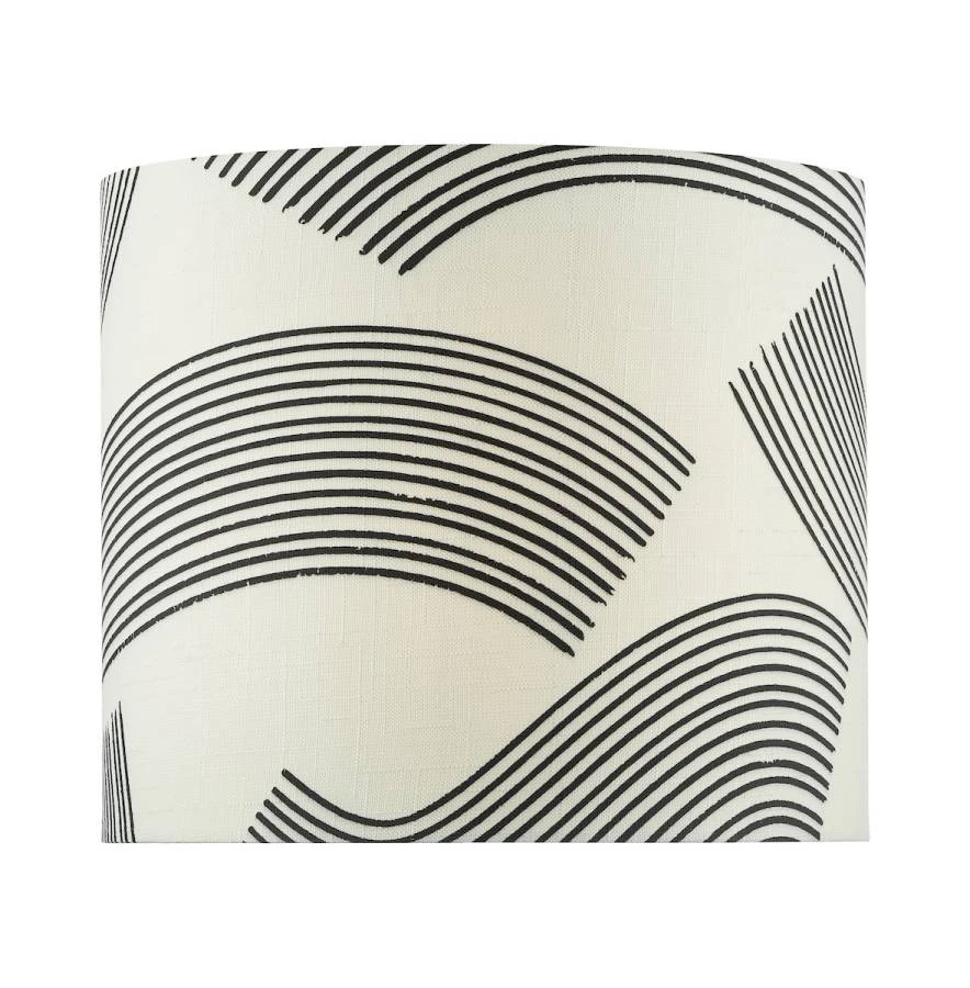 Cream and Black Patterned Linen Cylinder Shade 34cm | Washington Lighting and Interiors Cream and Black Patterned Linen Cylinder Shade 34cm | Washington Lighting and Interiors