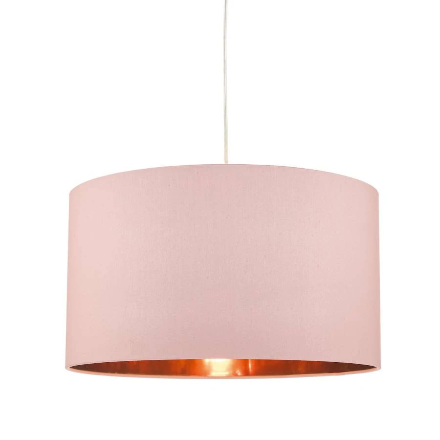 Faux Silk Easy Fit Drum Pendant Shade Pinkcopper 40cm Shade Only | Washington Lighting and Interiors Faux Silk Easy Fit Drum Pendant Shade Pinkcopper 40cm Shade Only | Washington Lighting and Interiors