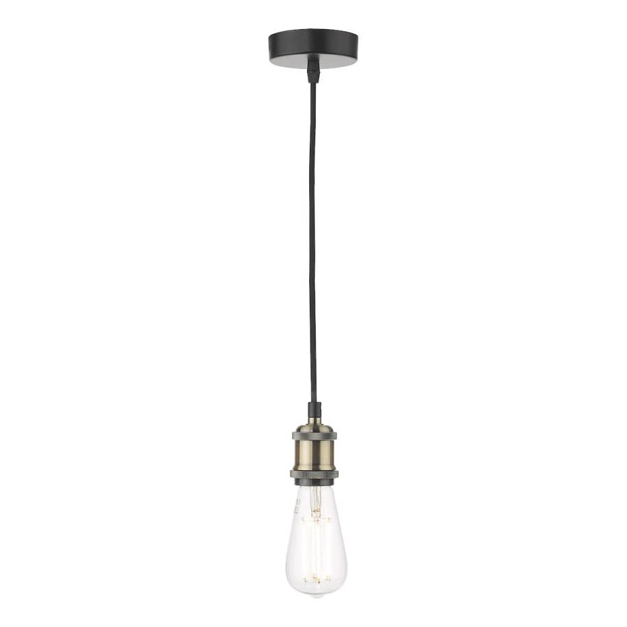 Single E27 Suspension Antique Brass Matt Black | Washington Lighting and Interiors Single E27 Suspension Antique Brass Matt Black | Washington Lighting and Interiors