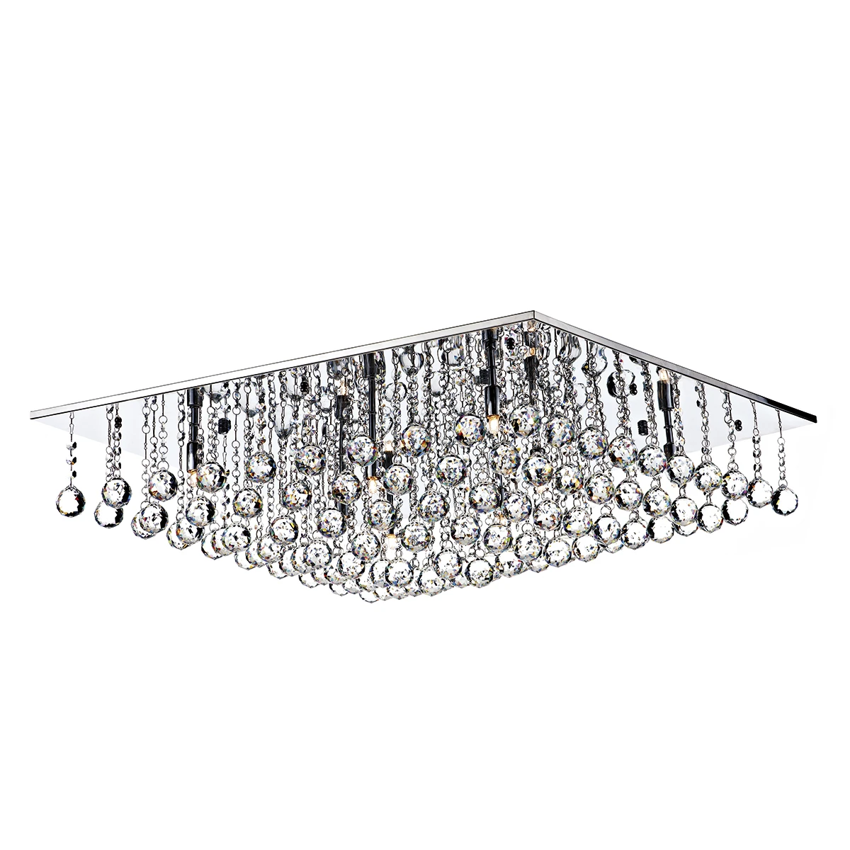 Modern Polished Chrome Flush Crystal Ceiling Light 80cm X 80cm | Washington Lighting and Interiors Modern Polished Chrome Flush Crystal Ceiling Light 80cm X 80cm | Washington Lighting and Interiors