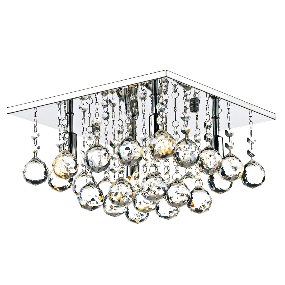 Modern Polished Chrome Flush Crystal Ceiling Light 30cm Square | Washington Lighting and Interiors Modern Polished Chrome Flush Crystal Ceiling Light 30cm Square | Washington Lighting and Interiors