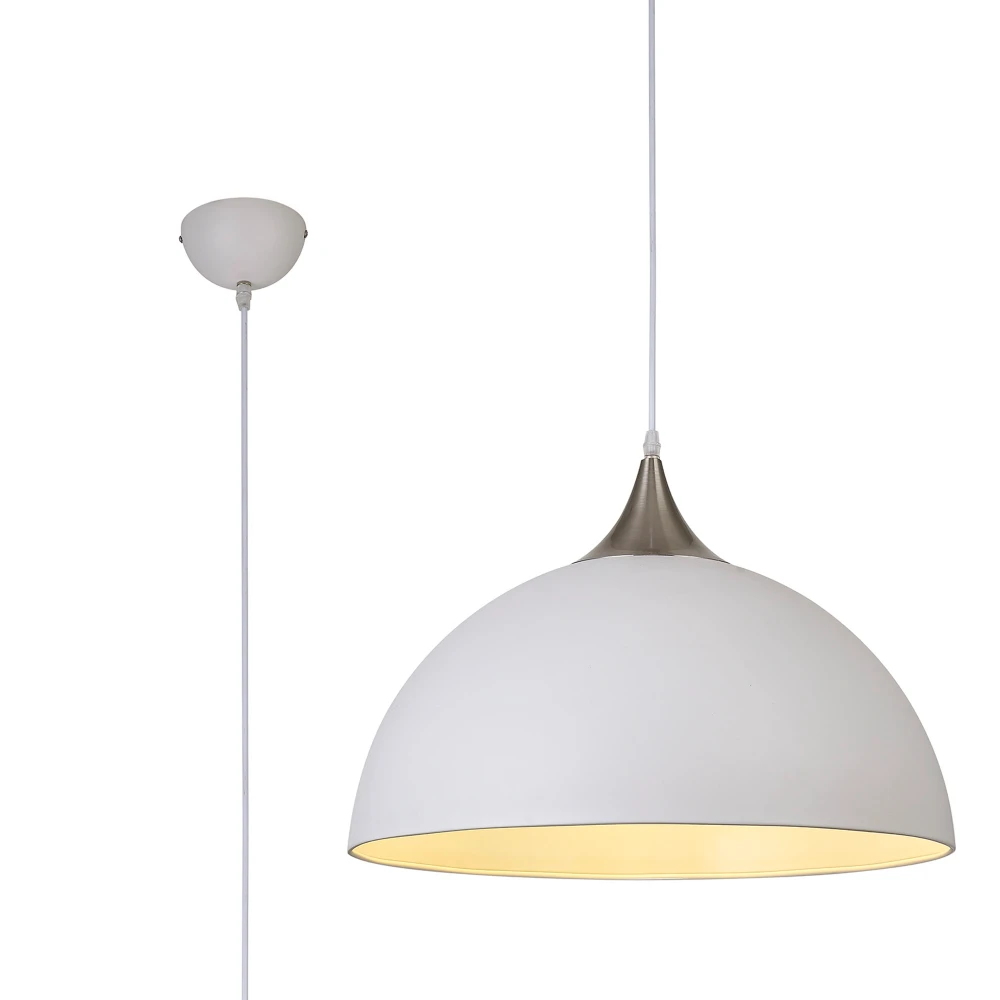 Alfred 50cm Large Pendant 1 X E27 Sand Whitesatin Nickel | Washington Lighting and Interiors Alfred 50cm Large Pendant 1 X E27 Sand Whitesatin Nickel | Washington Lighting and Interiors