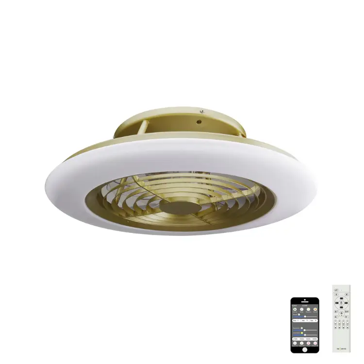 70w Led Dimmable Ceiling Light with Built-in 35w Dc Reversible Fan Matt Burnished Goldwhite Finish Cw Remote Control and App Control 4900lm | Washington Lighting and Interiors 70w Led Dimmable Ceiling Light with Built in 35w Dc Reversible Fan Matt Burnished Goldwhite Finish Cw Remote Control and App Control 4900lm | Washington Lighting and Interiors