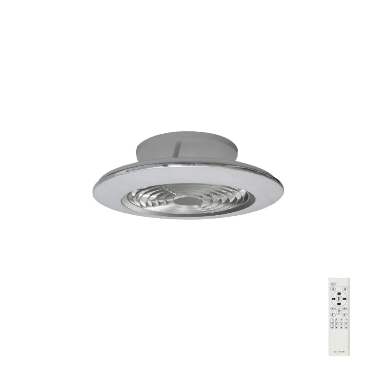 Mini 70w Led Dimmable Ceiling Light with Built-in 30w Dc Reversible Fan Silver Finish Cw Remote Control 4900lm | Washington Lighting and Interiors Mini 70w Led Dimmable Ceiling Light with Built in 30w Dc Reversible Fan Silver Finish Cw Remote Control 4900lm | Washington Lighting and Interiors
