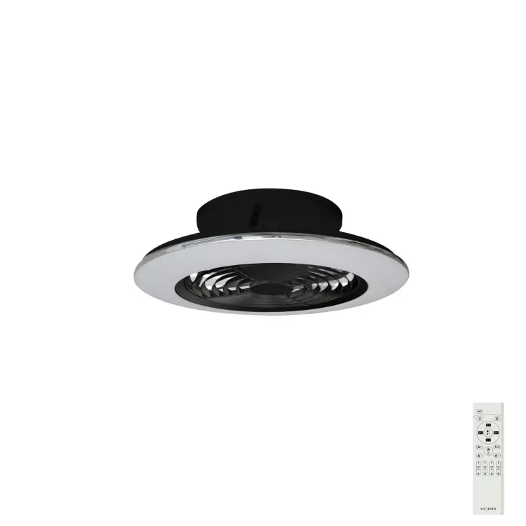 Mini 70w Led Dimmable Ceiling Light with Built-in 30w Dc Reversible Fan Black Finish Cw Remote Control 4900lm | Washington Lighting and Interiors Mini 70w Led Dimmable Ceiling Light with Built in 30w Dc Reversible Fan Black Finish Cw Remote Control 4900lm | Washington Lighting and Interiors