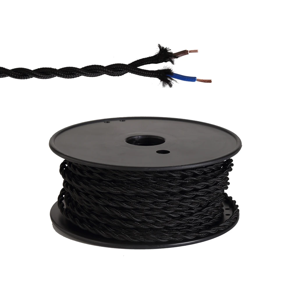 Anderson 25m Roll Black Braided Twisted 2 Core 075mm Cable Vde Approved | Washington Lighting and Interiors Anderson 25m Roll Black Braided Twisted 2 Core 075mm Cable Vde Approved | Washington Lighting and Interiors