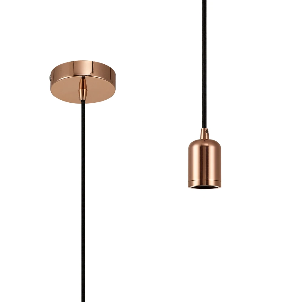 Anderson 1m Suspension Kit 1 Light Rose Goldblack Braided Cable E27 Max 60w Cw Ceiling Bracket | Washington Lighting and Interiors Anderson 1m Suspension Kit 1 Light Rose Goldblack Braided Cable E27 Max 60w Cw Ceiling Bracket | Washington Lighting and Interiors