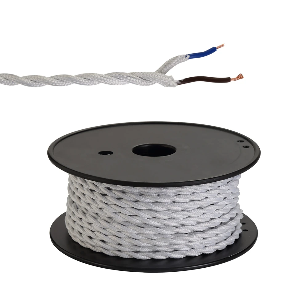 Anderson 25m Roll White Braided Twisted 2 Core 075mm Cable Vde Approved | Washington Lighting and Interiors Anderson 25m Roll White Braided Twisted 2 Core 075mm Cable Vde Approved | Washington Lighting and Interiors