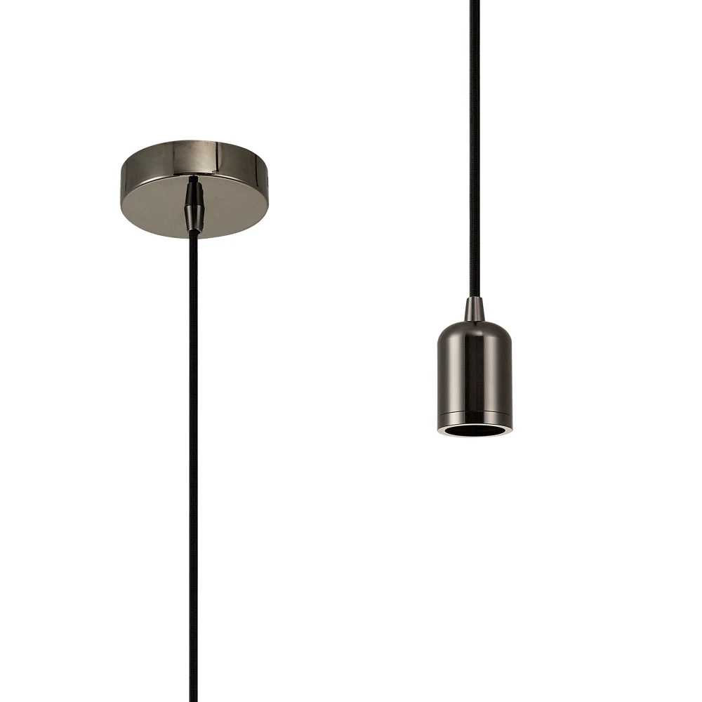 Anderson 1m Suspension Kit 1 Light Black Chromeblack Braided Cable E27 Max 60w Cw Ceiling Bracket | Washington Lighting and Interiors Anderson 1m Suspension Kit 1 Light Black Chromeblack Braided Cable E27 Max 60w Cw Ceiling Bracket | Washington Lighting and Interiors