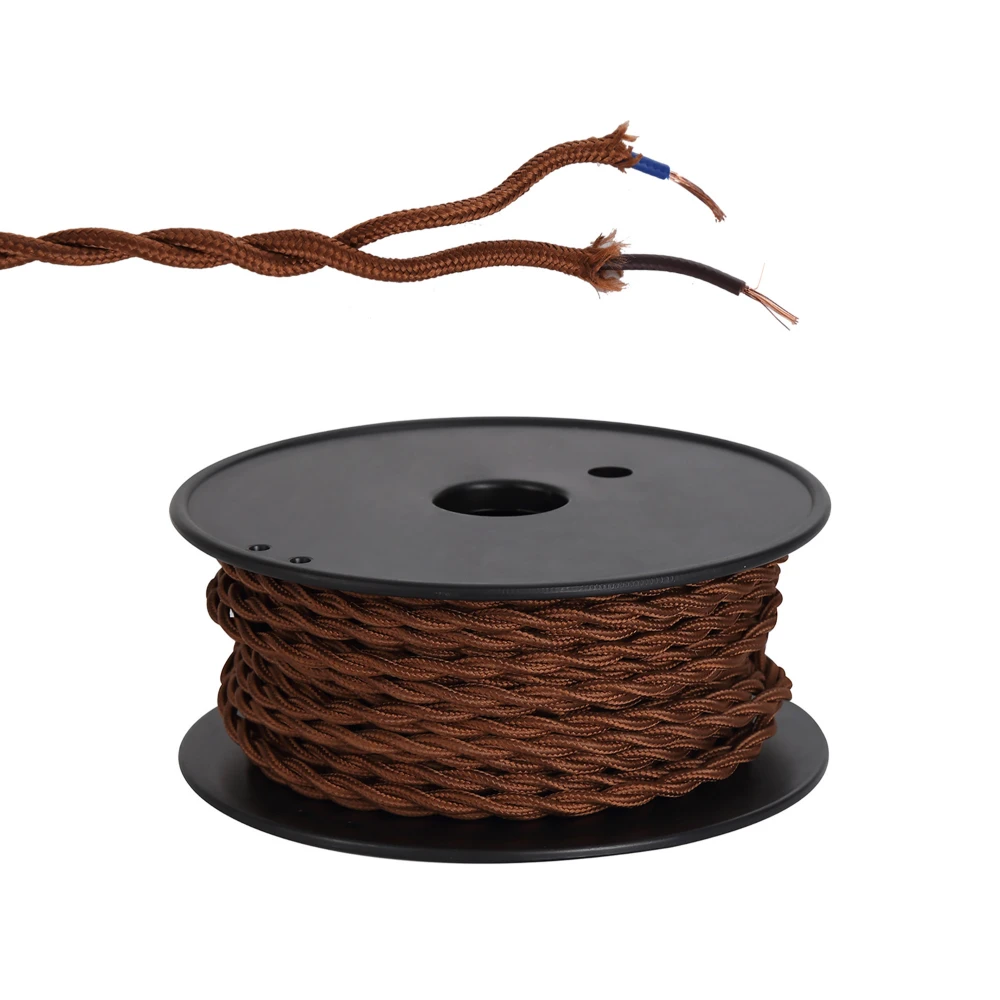 Anderson 25m Roll Dark Brown Braided Twisted 2 Core 075mm Cable Vde Approved | Washington Lighting and Interiors Anderson 25m Roll Dark Brown Braided Twisted 2 Core 075mm Cable Vde Approved | Washington Lighting and Interiors