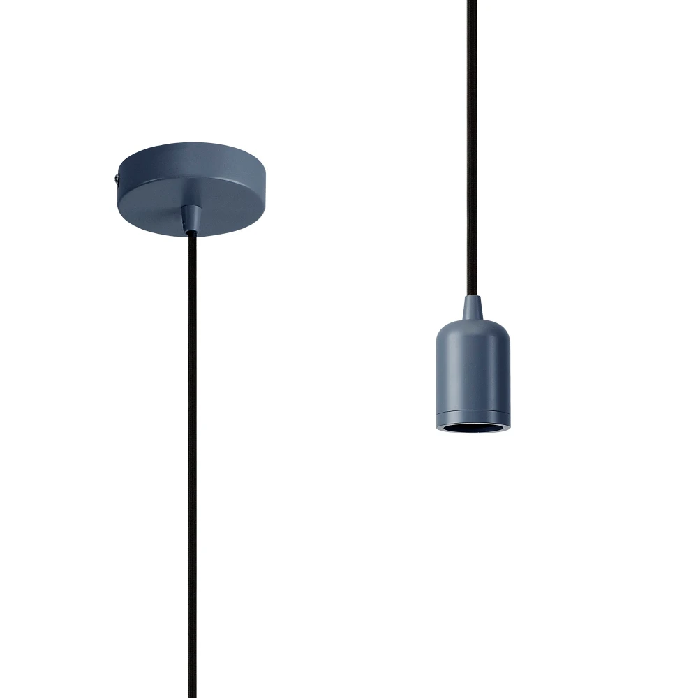 Anderson 1m Suspension Kit 1 Light Slate Greyblack Braided Cable E27 Max 60w Cw Ceiling Bracket | Washington Lighting and Interiors Anderson 1m Suspension Kit 1 Light Slate Greyblack Braided Cable E27 Max 60w Cw Ceiling Bracket | Washington Lighting and Interiors