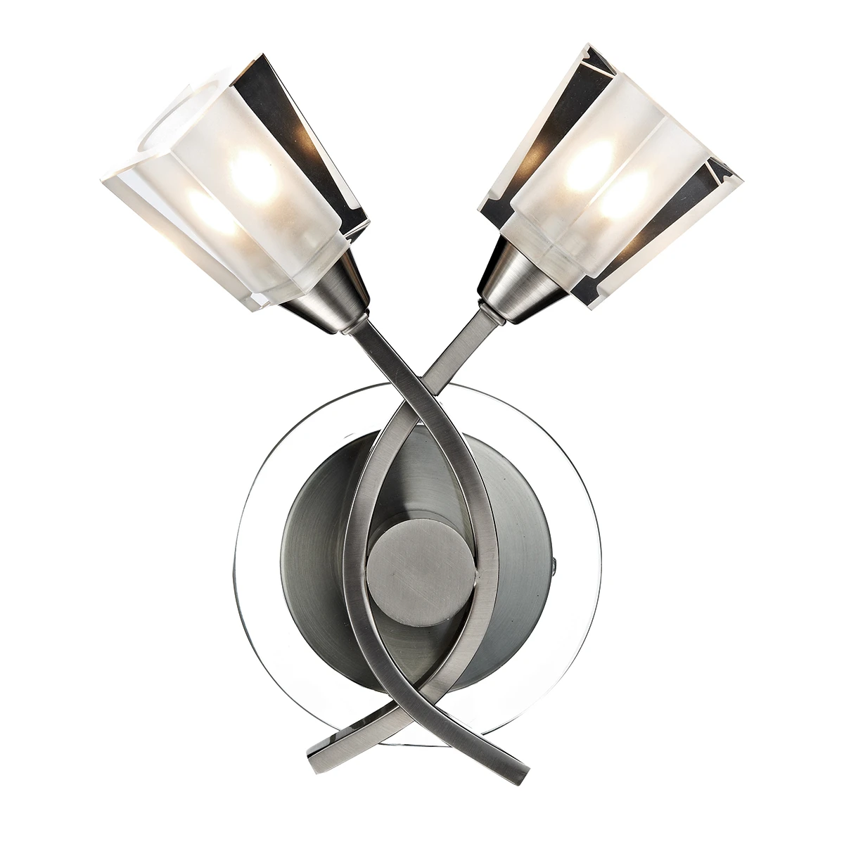 Modern Satin Switched Wall Light with Clear Frosted Glass | Washington Lighting and Interiors Modern Satin Switched Wall Light with Clear Frosted Glass | Washington Lighting and Interiors