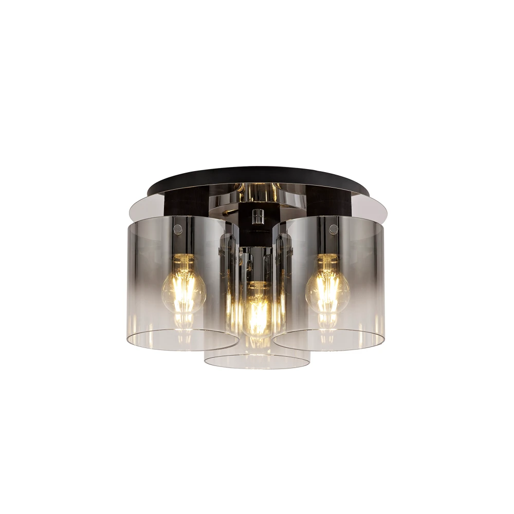 Bathurst Round Ceiling Flush 3 Light Flush Fitting Blacksmoke Fade Glass | Washington Lighting and Interiors Bathurst Round Ceiling Flush 3 Light Flush Fitting Blacksmoke Fade Glass | Washington Lighting and Interiors