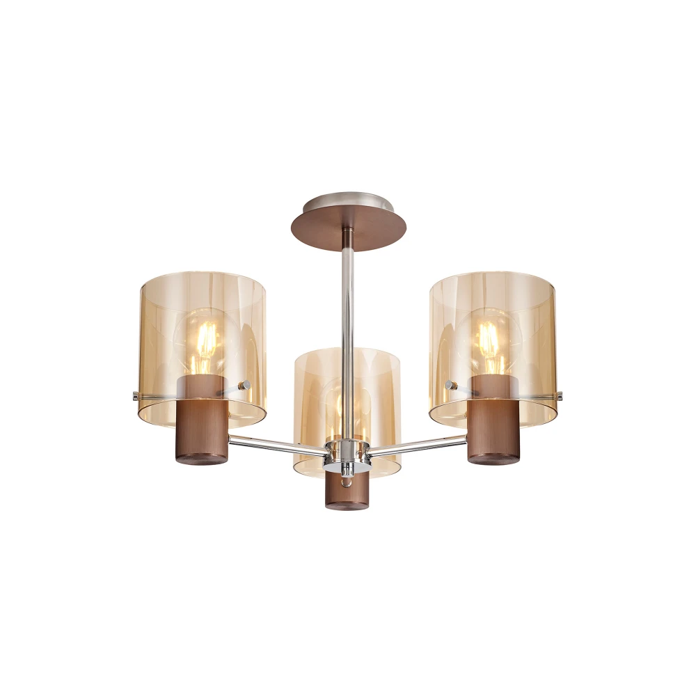 Bathurst Semi Ceiling Light 3 X E27 Mochaamber Glass | Washington Lighting and Interiors Bathurst Semi Ceiling Light 3 X E27 Mochaamber Glass | Washington Lighting and Interiors