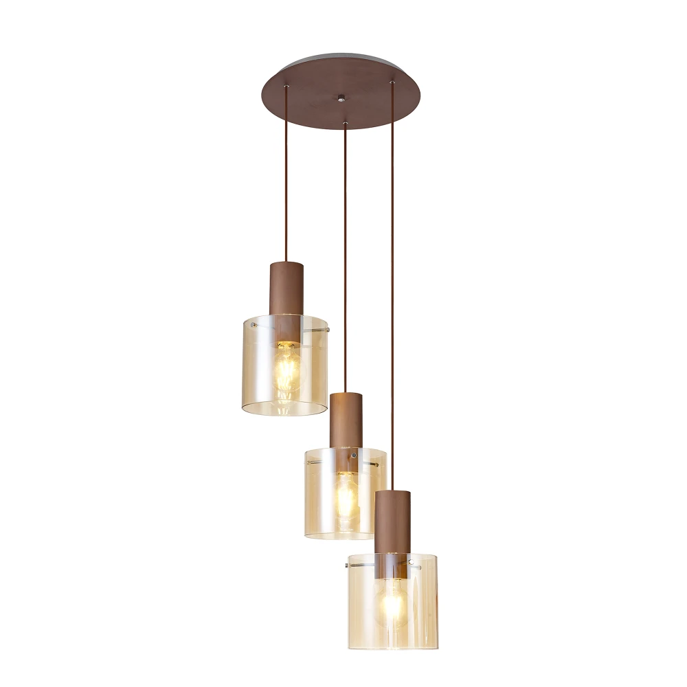 Bathurst Round Pendant 3 Light Adjustable E27 Mochaamber Glass | Washington Lighting and Interiors Bathurst Round Pendant 3 Light Adjustable E27 Mochaamber Glass | Washington Lighting and Interiors