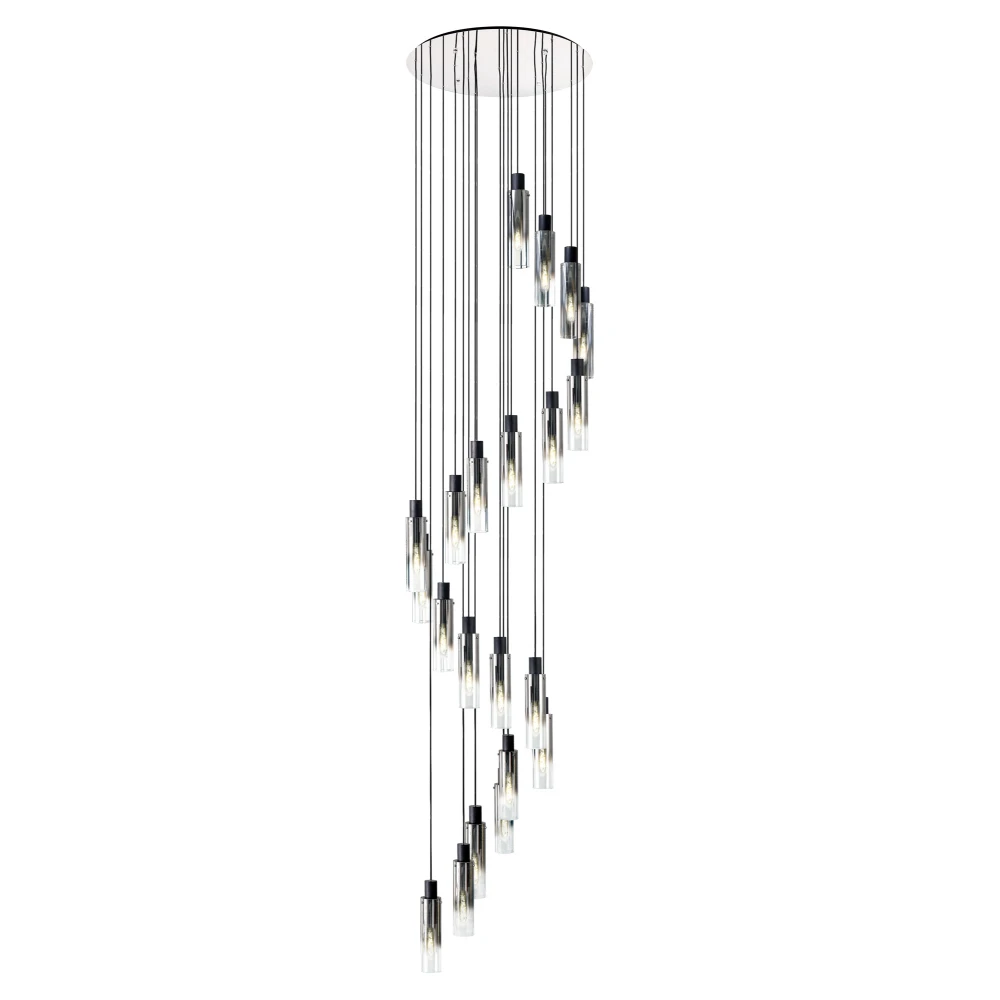 Bathurst Slim Round Pendant 21 Light Adjustable E27 Blacksmoke Fade Glass Item Weight 382kg | Washington Lighting and Interiors Bathurst Slim Round Pendant 21 Light Adjustable E27 Blacksmoke Fade Glass Item Weight 382kg | Washington Lighting and Interiors