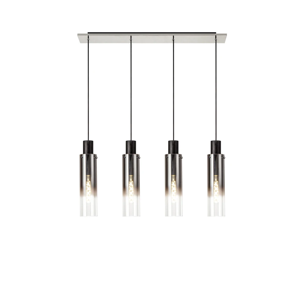 Bathurst Slim Linear Pendant 4 Light Adjustable E27 Blacksmoke Fade Glass | Washington Lighting and Interiors Bathurst Slim Linear Pendant 4 Light Adjustable E27 Blacksmoke Fade Glass | Washington Lighting and Interiors