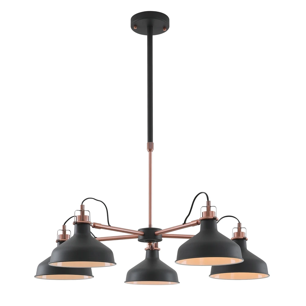 Belfield Telescopic 5 Light 5 X E27 Graphitecopperwhite | Washington Lighting and Interiors Belfield Telescopic 5 Light 5 X E27 Graphitecopperwhite | Washington Lighting and Interiors