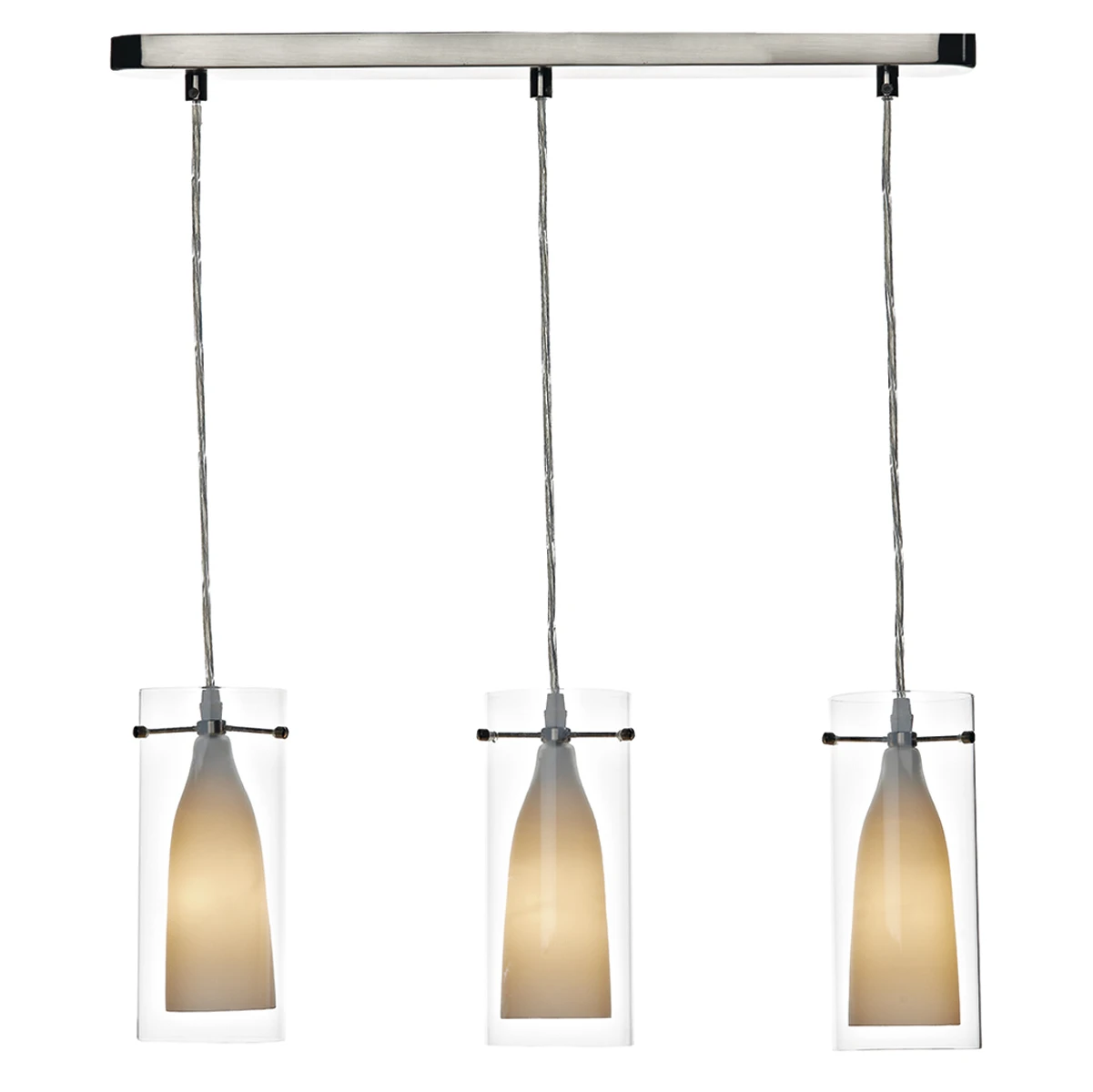 Modern 3 Light Bar Ceiling Pendant with Double Glass | Washington Lighting and Interiors Modern 3 Light Bar Ceiling Pendant with Double Glass | Washington Lighting and Interiors