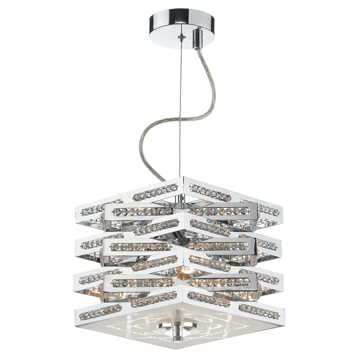 Modern Chrome Ceiling Pendant with Crystal Beaded Dcor | Washington Lighting and Interiors Modern Chrome Ceiling Pendant with Crystal Beaded Dcor | Washington Lighting and Interiors
