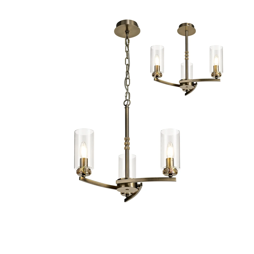 Dolway Pendantsemi Ceiling 3 X E14 Antique Brass | Washington Lighting and Interiors Dolway Pendantsemi Ceiling 3 X E14 Antique Brass | Washington Lighting and Interiors