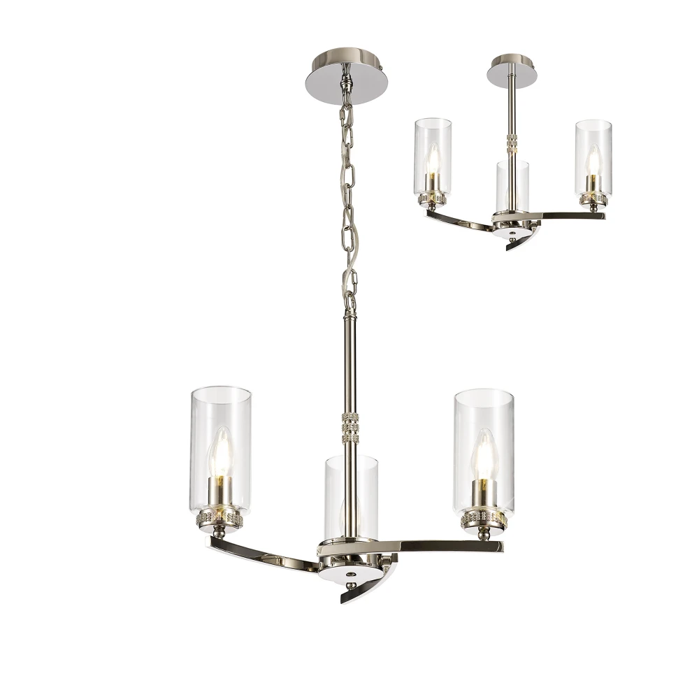Dolway Pendantsemi Ceiling 3 X E14 Polished Nickel | Washington Lighting and Interiors Dolway Pendantsemi Ceiling 3 X E14 Polished Nickel | Washington Lighting and Interiors