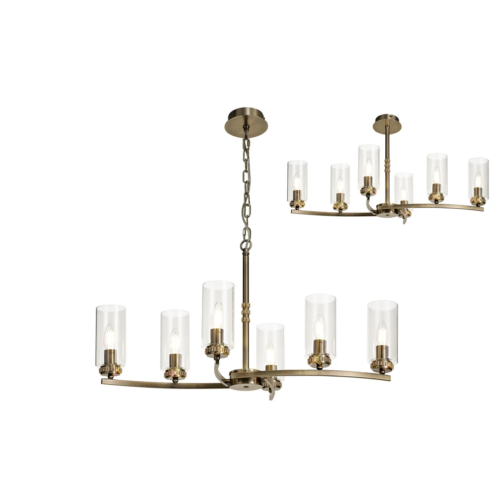 Dolway Rectangular Pendantsemi Ceiling 6 X E14 Antique Brass | Washington Lighting and Interiors Dolway Rectangular Pendantsemi Ceiling 6 X E14 Antique Brass | Washington Lighting and Interiors