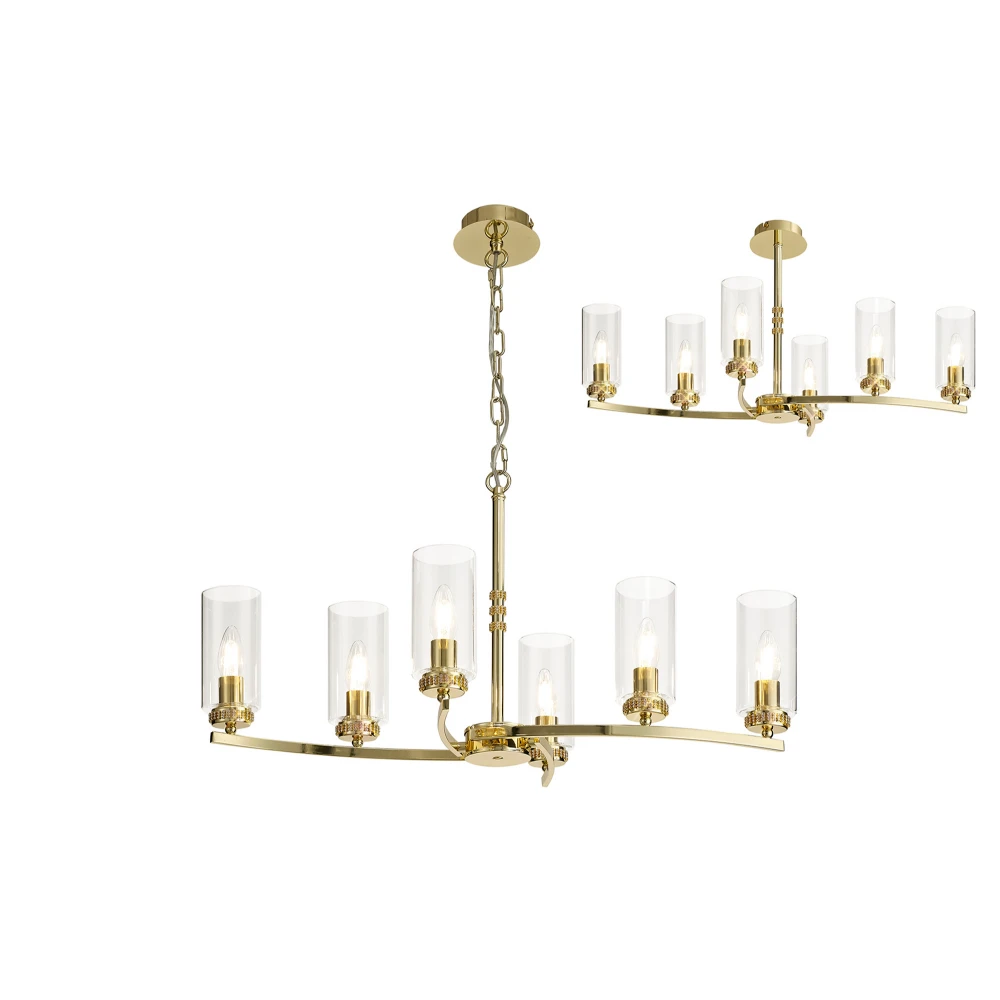 Dolway Rectangular Pendantsemi Ceiling 6 X E14 Polished Gold | Washington Lighting and Interiors Dolway Rectangular Pendantsemi Ceiling 6 X E14 Polished Gold | Washington Lighting and Interiors