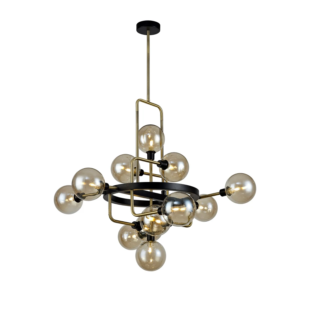 Doncaster Fixed Pendant 12 Light G9 Matt Blackantique Brasscognac Glass | Washington Lighting and Interiors Doncaster Fixed Pendant 12 Light G9 Matt Blackantique Brasscognac Glass | Washington Lighting and Interiors