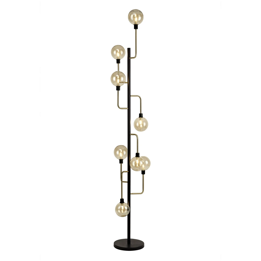 Doncaster Floor Lamp 8 Light G9 Matt Blackantique Brasscognac Glass | Washington Lighting and Interiors Doncaster Floor Lamp 8 Light G9 Matt Blackantique Brasscognac Glass | Washington Lighting and Interiors