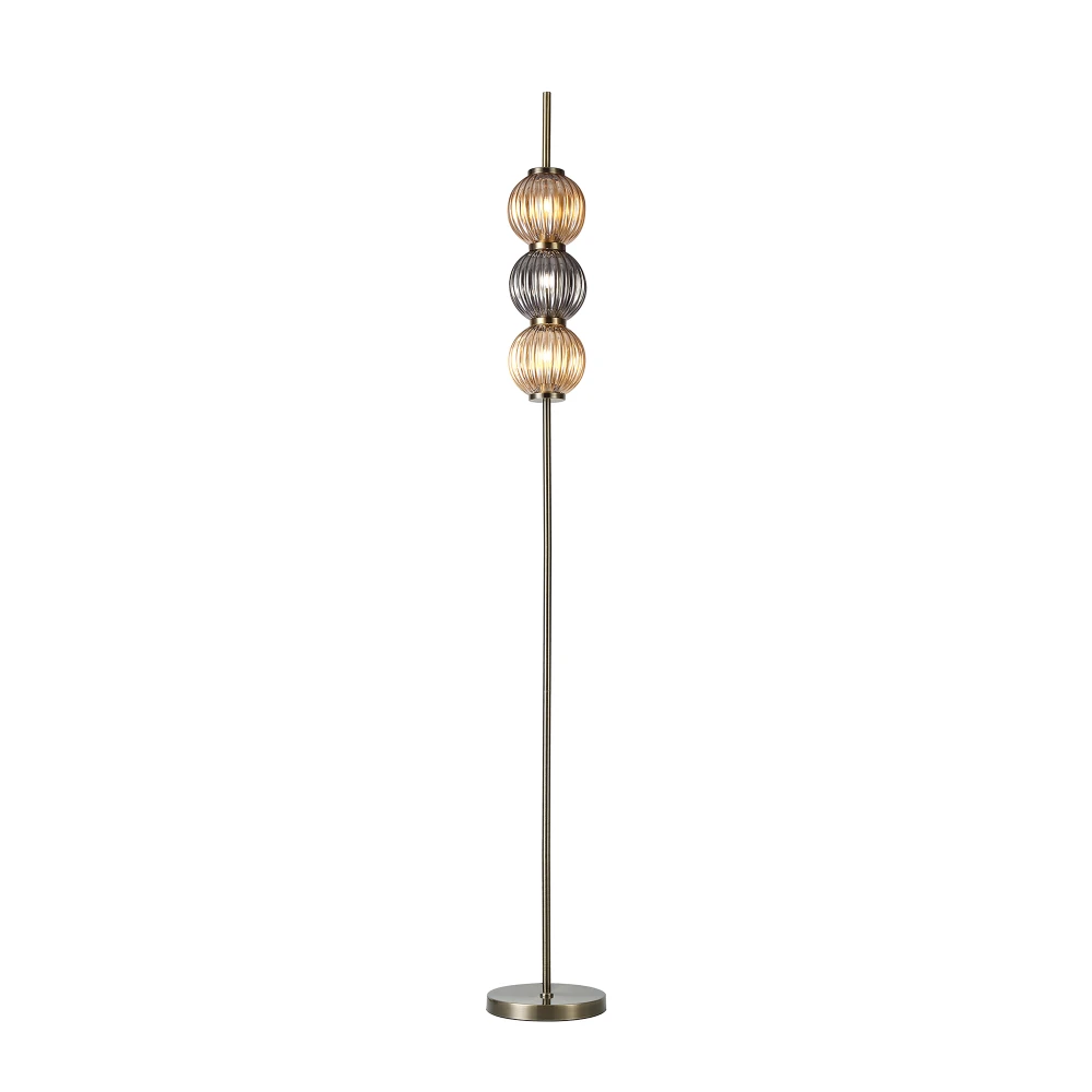 Flora Floor Lamp 3 X G9 Antique Brasssmoked & Amber Glass | Washington Lighting and Interiors Flora Floor Lamp 3 X G9 Antique Brasssmoked & Amber Glass | Washington Lighting and Interiors
