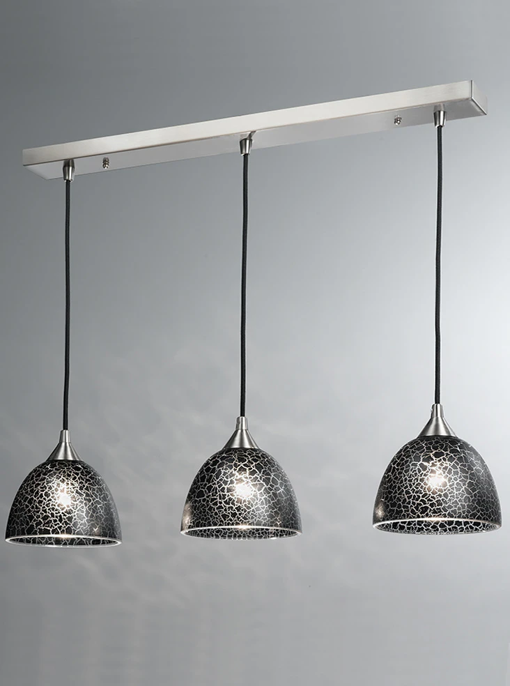 Pendant with 3 Black Crackle Effect Glasses | Washington Lighting and Interiors Pendant with 3 Black Crackle Effect Glasses | Washington Lighting and Interiors