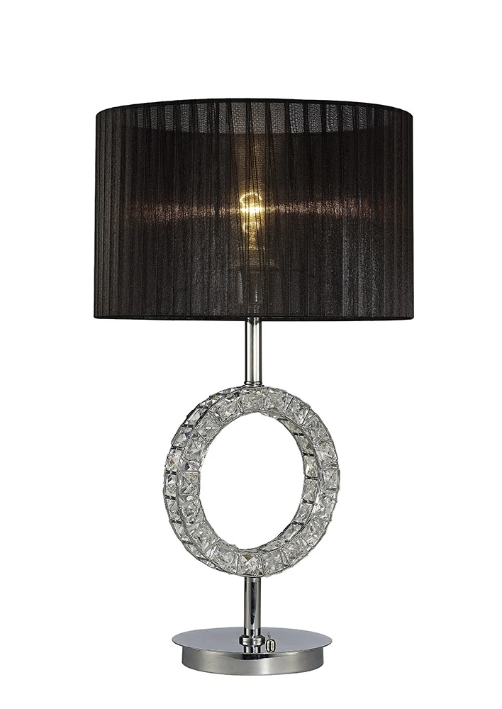 Round Table Lamp with Black Shade in Polished Chromecrystal | Washington Lighting and Interiors Round Table Lamp with Black Shade in Polished Chromecrystal | Washington Lighting and Interiors