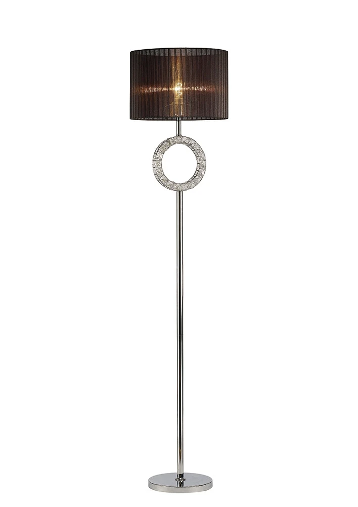 Round Floor Lamp with Black Shade in Polished Chromecrystal | Washington Lighting and Interiors Round Floor Lamp with Black Shade in Polished Chromecrystal | Washington Lighting and Interiors
