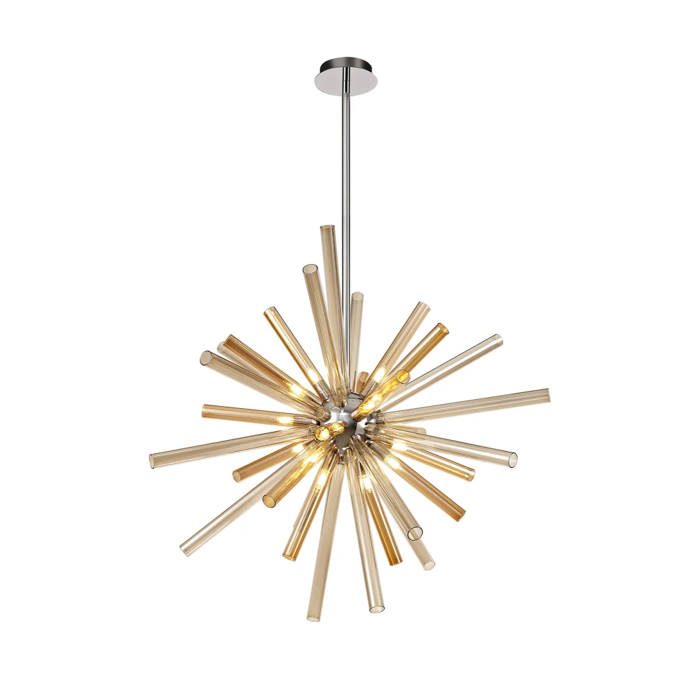Forbes Pendant 16 Light G9 Amber & Champagnepolished Chrome | Washington Lighting and Interiors Forbes Pendant 16 Light G9 Amber & Champagnepolished Chrome | Washington Lighting and Interiors