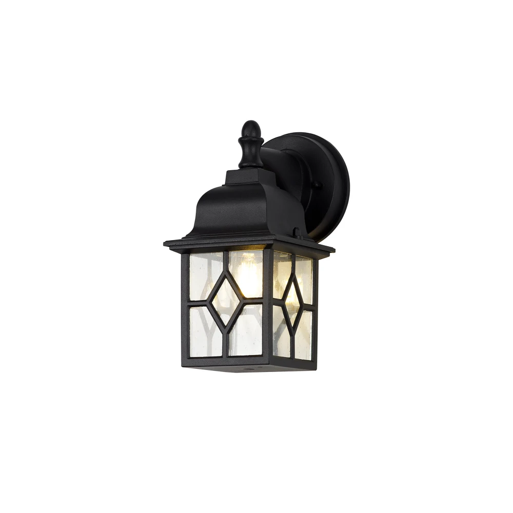 Graham Down Square Criss Cross Wall Lamp 1 X E27 Ip44 Sand Blackclear Seeded Glass 2yrs Warranty | Washington Lighting and Interiors Graham Down Square Criss Cross Wall Lamp 1 X E27 Ip44 Sand Blackclear Seeded Glass 2yrs Warranty | Washington Lighting and Interiors
