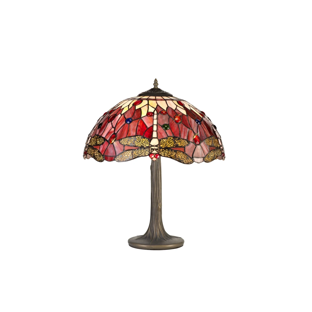 Hillview 2 Light Tree Like Table Lamp E27 with 40cm Tiffany Shade Purplepinkcrystalaged Antique Brass | Washington Lighting and Interiors Hillview 2 Light Tree Like Table Lamp E27 with 40cm Tiffany Shade Purplepinkcrystalaged Antique Brass | Washington Lighting and Interiors