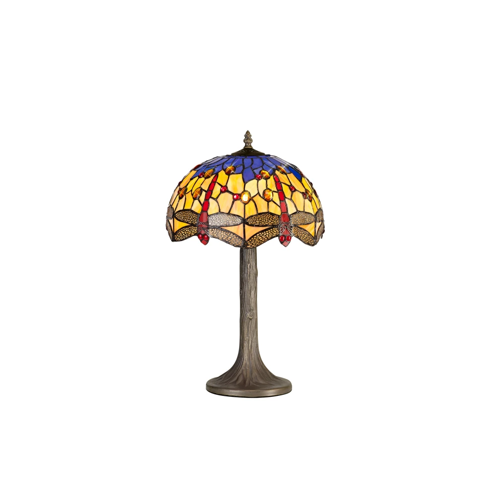 Hillview 1 Light Tree Like Table Lamp E27 with 30cm Tiffany Shade Blueorangecrystalaged Antique Brass | Washington Lighting and Interiors Hillview 1 Light Tree Like Table Lamp E27 with 30cm Tiffany Shade Blueorangecrystalaged Antique Brass | Washington Lighting and Interiors