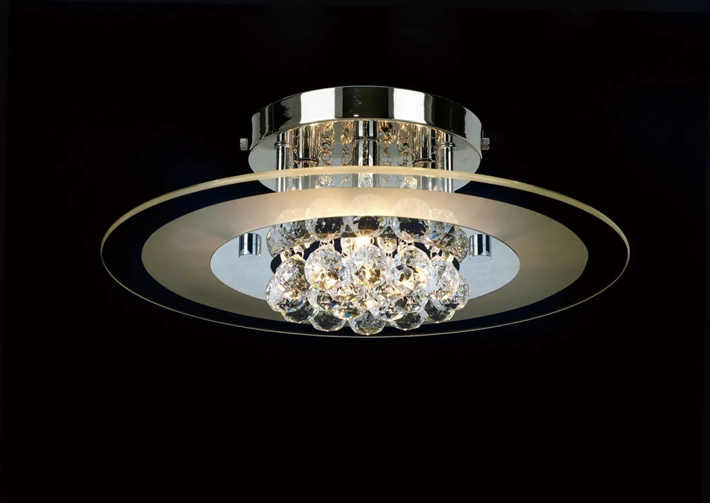 Chrome Round Ceiling 4 Light with Glass Haylo and Crystal | Washington Lighting and Interiors Chrome Round Ceiling 4 Light with Glass Haylo and Crystal | Washington Lighting and Interiors
