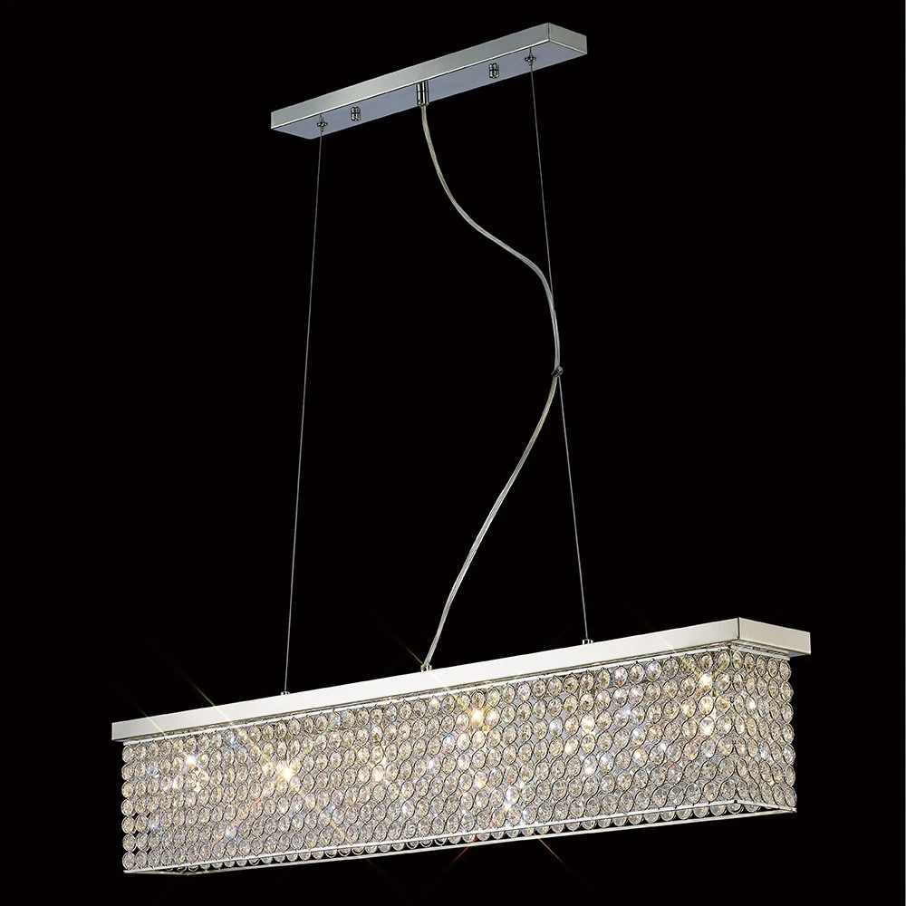 Pendant Rectangular 6 Light Chromecrystal | Washington Lighting and Interiors Pendant Rectangular 6 Light Chromecrystal | Washington Lighting and Interiors