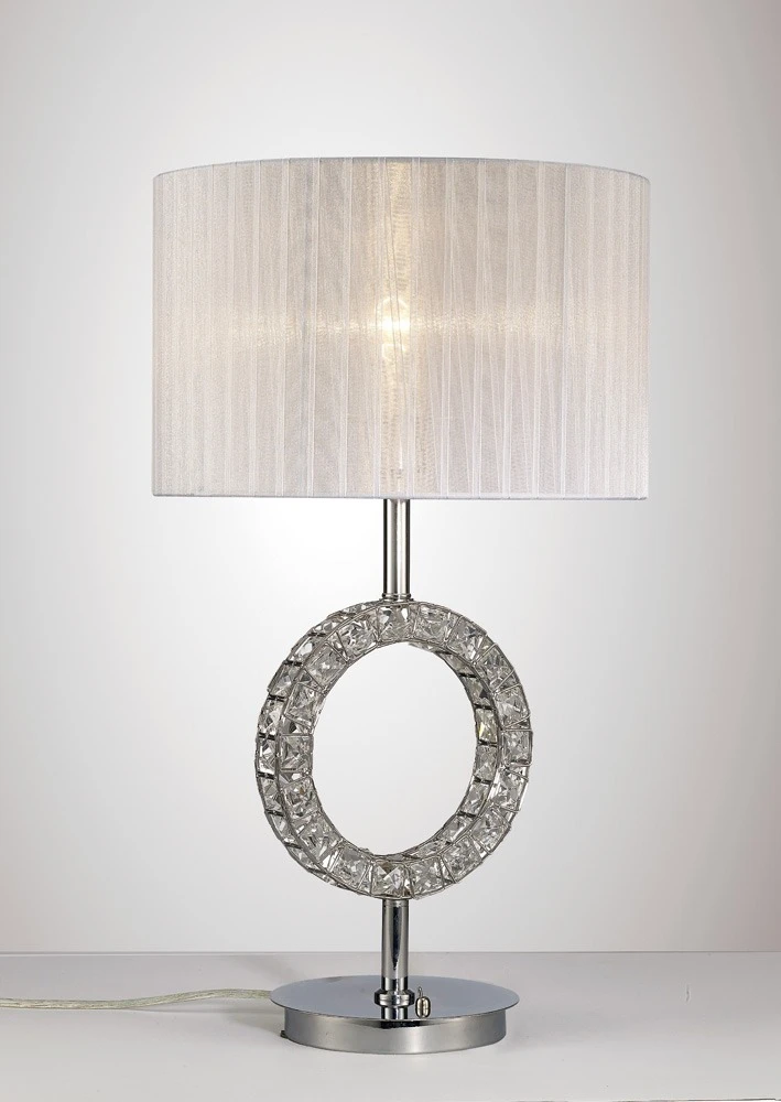 Round Table Lamp with White Shade 1 Light Polished Chromecrystal | Washington Lighting and Interiors Round Table Lamp with White Shade 1 Light Polished Chromecrystal | Washington Lighting and Interiors