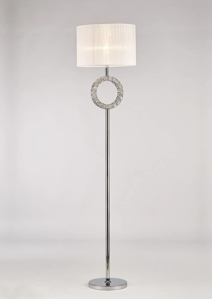 Round Floor Lamp with White Shade 1 Light Polished Chromecrystal | Washington Lighting and Interiors Round Floor Lamp with White Shade 1 Light Polished Chromecrystal | Washington Lighting and Interiors