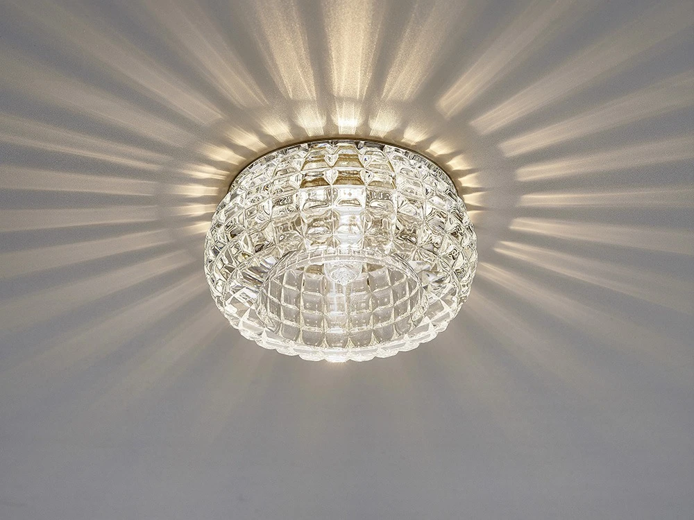 Ploished Chrome Cube Pattern Round Downlight - Trim Only | Washington Lighting and Interiors Ploished Chrome Cube Pattern Round Downlight Trim Only | Washington Lighting and Interiors