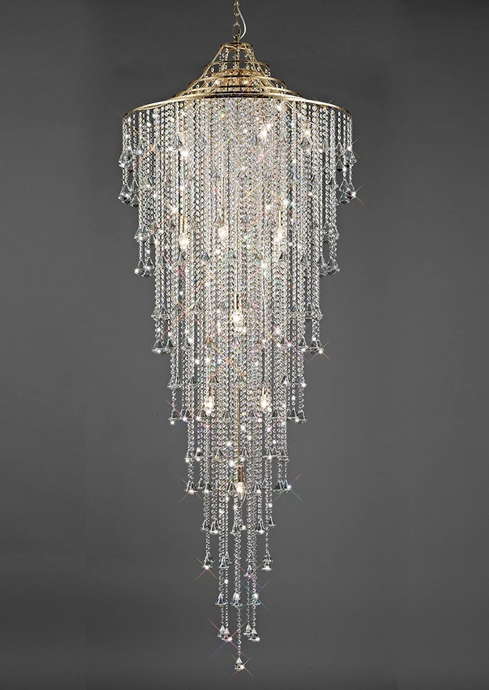 Tall Pendant 15 Light E14 French Goldcrystal | Washington Lighting and Interiors Tall Pendant 15 Light E14 French Goldcrystal | Washington Lighting and Interiors