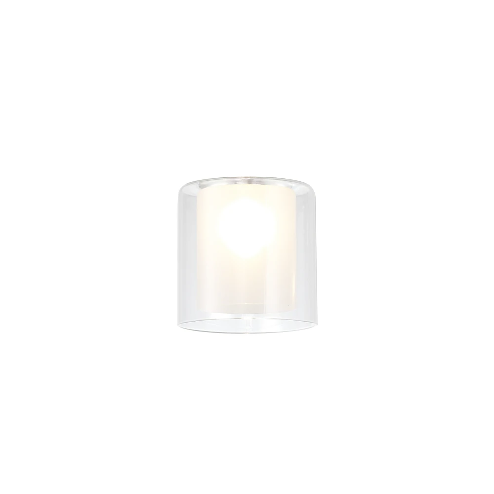 Irving 140x140mm Medium Cylinder Clear Outer and Frosted Inner Glass Shade | Washington Lighting and Interiors Irving 140x140mm Medium Cylinder Clear Outer and Frosted Inner Glass Shade | Washington Lighting and Interiors
