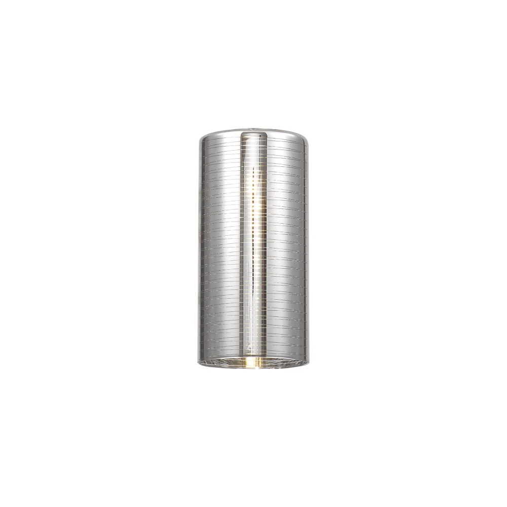 Irving 100x200mm Tall Cylinder Lined Chrome Glass Shade | Washington Lighting and Interiors Irving 100x200mm Tall Cylinder Lined Chrome Glass Shade | Washington Lighting and Interiors