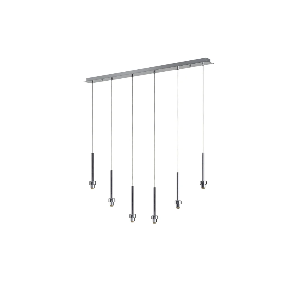 Irving Polished Chrome 6 Light G9 Universal 2m Linear Pendant Suitable for a Vast Selection of Glass Shades | Washington Lighting and Interiors Irving Polished Chrome 6 Light G9 Universal 2m Linear Pendant Suitable for a Vast Selection of Glass Shades | Washington Lighting and Interiors